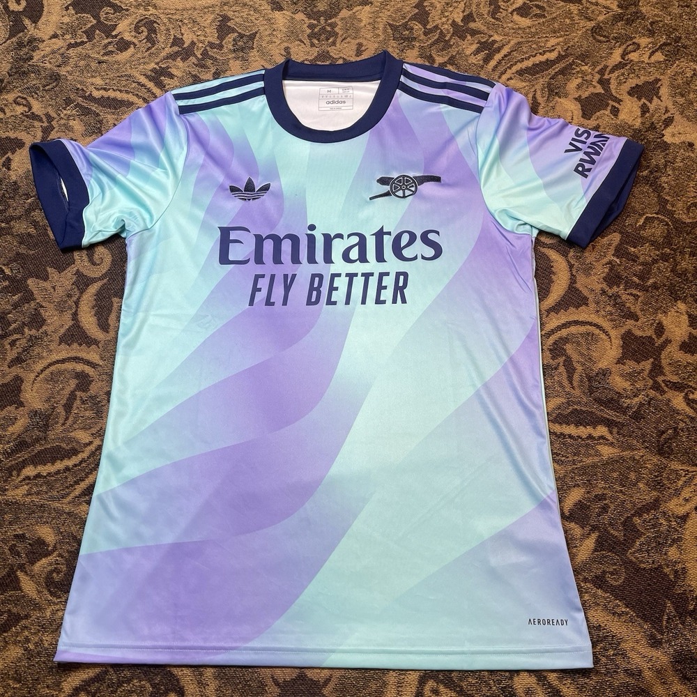 Adidas Arsenal 24/25 Third Soccer Jersey Aqua/Purple/Navy Mens Size Medium